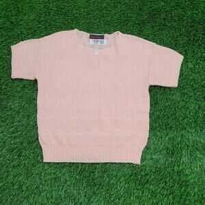 Vintage 80s MOD Sweater Womens Medium 18x23 Peach Pink